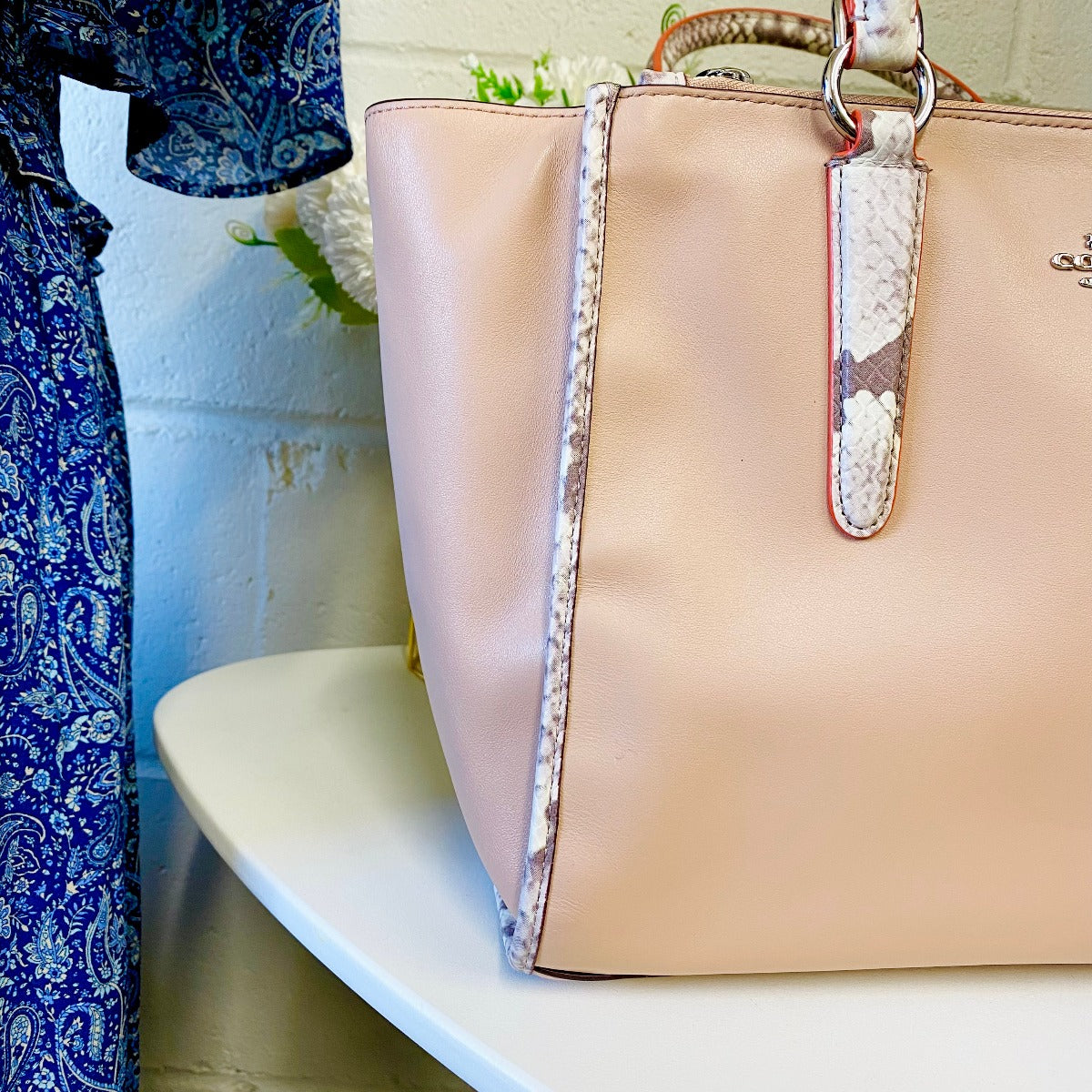 Coach F11751 Carryall in Natural Refined Leather With Python Embossed Leather Coach F11751 Carryall in Natural Refined Leather With Python Embossed Leather